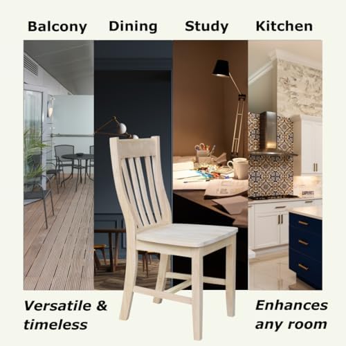 IC International Concepts Set of 2 Cafe Solid Wood Chairs, Unfinished