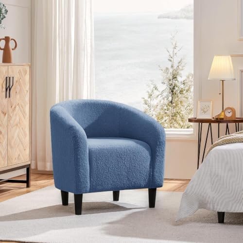 Yaheetech Compact Sherpa Accent Chairs Set of 2 for Small Spaces, Blue