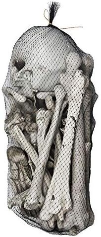 MOKRY PARTY Bag of Bones Halloween Life Size Skeleton Skull for Decoration an...