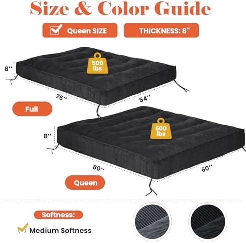 8" Futon Mattress Queen Size, Futons Sofa Bed Sleeper Couch Bed, Folding...