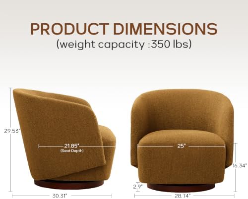 Zihanhome Boucle Swivel Accent Chair, No Assembly Armchair (1, Yellow)