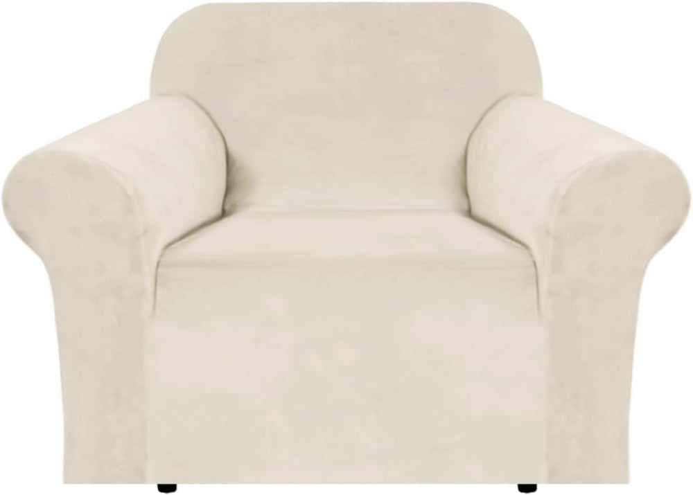 H.VERSAILTEX Stretch Velvet Armchair Cover Couch Covers 1 Cushion Chair Slipc...