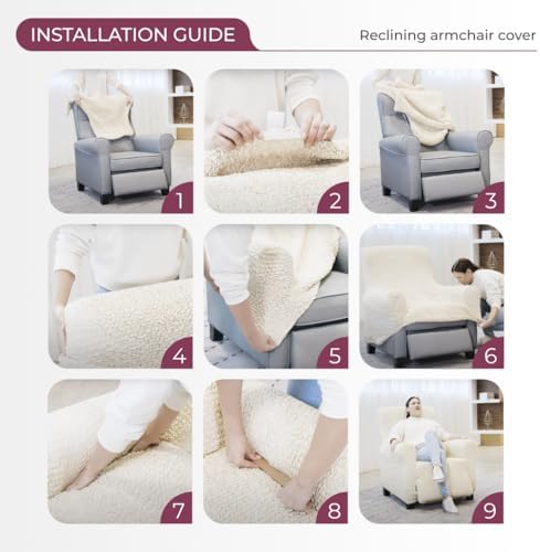 PAULATO BY GA.I.CO. Recliner Cover – Soft Form-Fit Slipcover – Stretch 1-Piec...