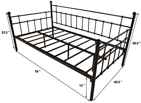 HOMERECOMMEND Metal Daybed Frame Twin Size,Black