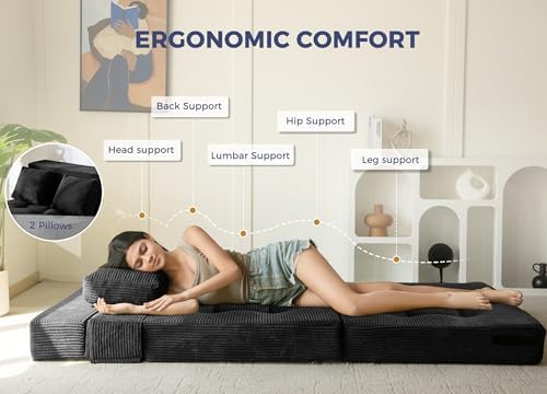 MAXYOYO Convertible Sofa Bed, Fold Out Sofa Couch with Pillow for Adults