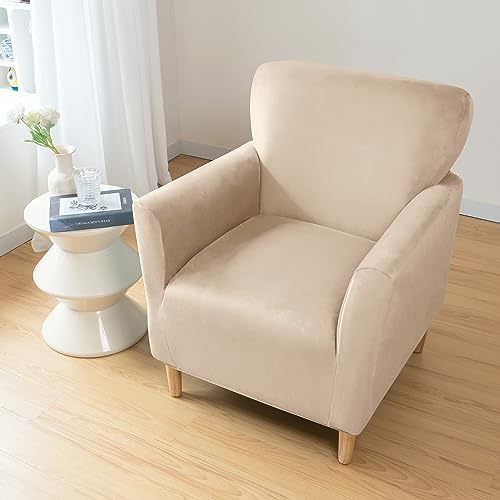 LiveGo Stretch Mid Century Modern Armchair Slipcover 1-Piece Jacquard Accent ...