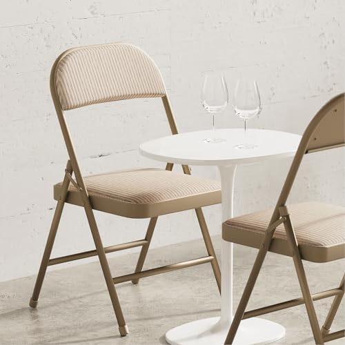 Nazhura 4 Pack Folding Chairs, Fabric Dining Chair Set with Padded Cushion an...