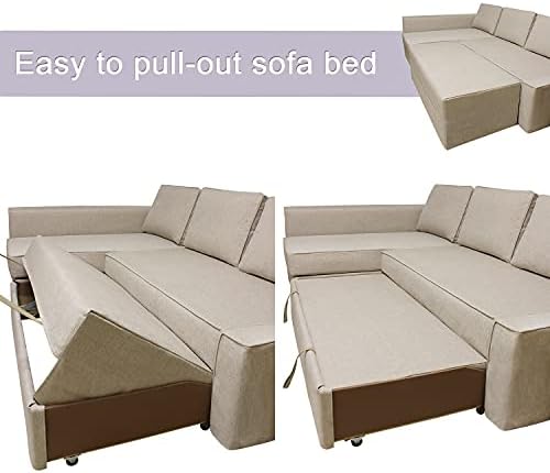 Couch Cover for IKEA Friheten Sofa Bed Sleeper Right Chaise, S-3 | Machine Washable Sofa Cover with Seat and Back Cushion and Sofabed Covers
