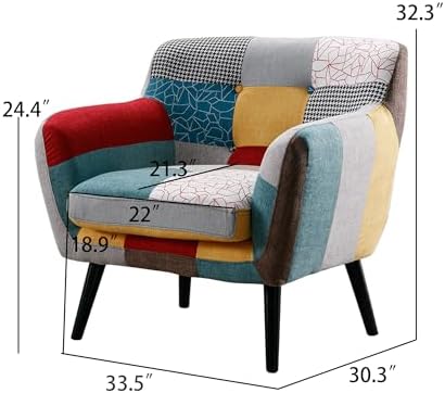 Bonzy Home Modern Oversized Accent Chair for Living Room, Colorful Boho Linen...