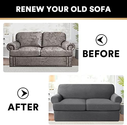 PrinceDeco T Cushion Loveseat Slipcover 3 Pieces Sofa Covers for T Cushion So...