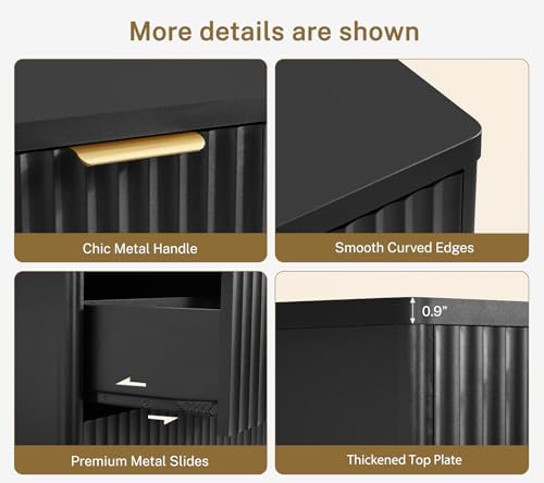 TEENFON Fluted 6 Drawer Dresser for Bedroom, Wide Modern Chest of Drawers wit...