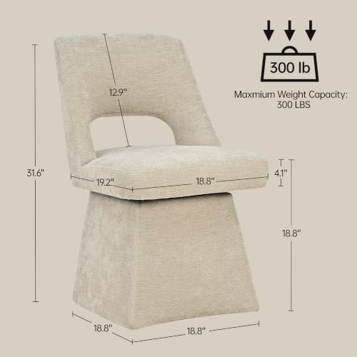 Usaint Swivel Accent Chair, Upholstered Vanity Chair with Curved Open Back