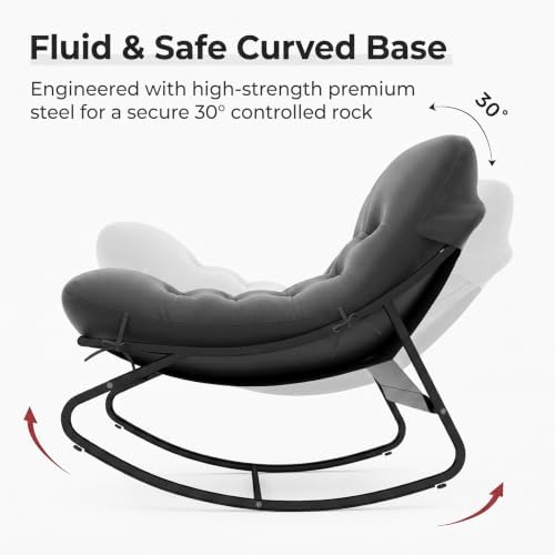 Aoxun Outdoor Rocking Chair with Ottmans, Cozy Papasan Rocking Chair with Thi...