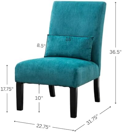 Roundhill Furniture Pisano Teal Blue Fabric Armless Contemporary Accent Chair...