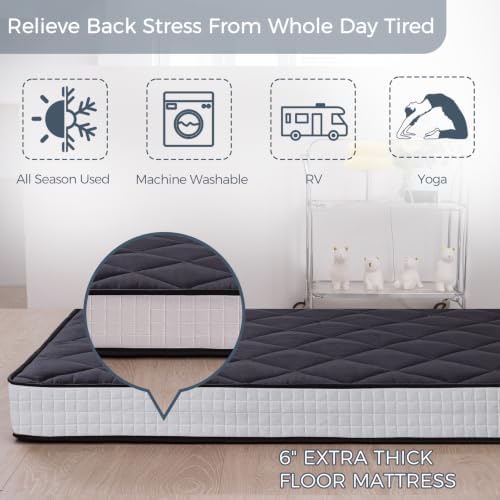 MAXYOYO 6" Extra Thick Japanese Futon Floor Mattress Foldable Full Mattress