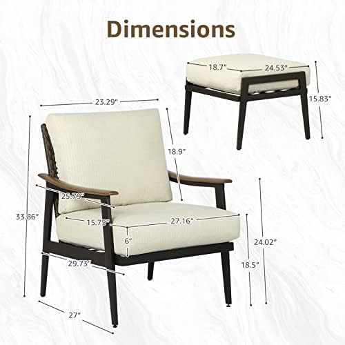 NATURAL EXPRESSIONS Patio Outdoor Chair with Ottoman, Wicker Backrest