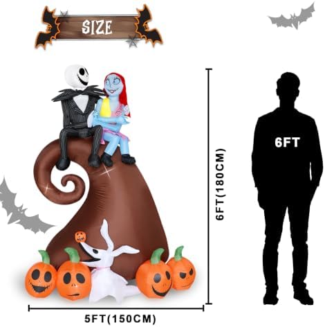 6FT Halloween Outdoor inflatables Decorations - Blow Up Hill Skeleton Couple ...