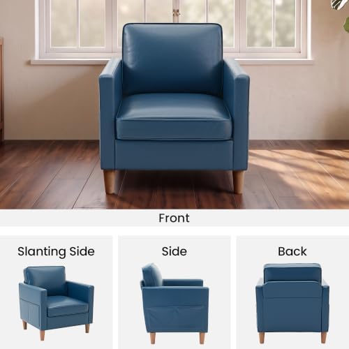 Faux Leather Accent Chair Mid Century Modern Armchair for Living Room