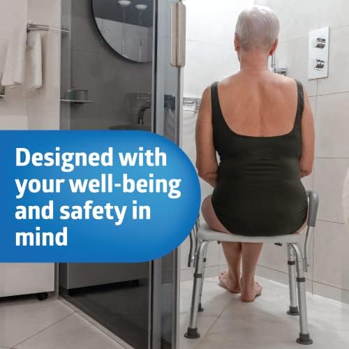 Medline Shower Chair Seat with Padded Armrests and Back | Heavy Duty Shower C...