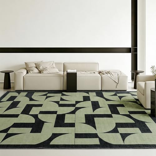 ThreadGlobe Abstract 9x12 Area Rugs Geometric for Living Room, Dark Green