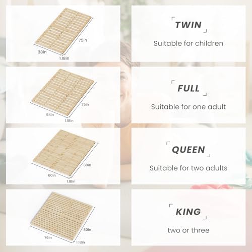 Floor Bed Frame, Foldable Japanese Tatami Bed Frame for Futon Mattress