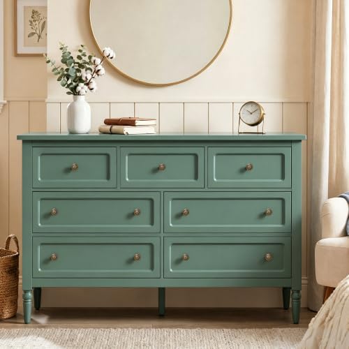 RoyalCraft 7 Drawer Dresser for Bedroom, 53" Wide Vintage Chest of Drawers