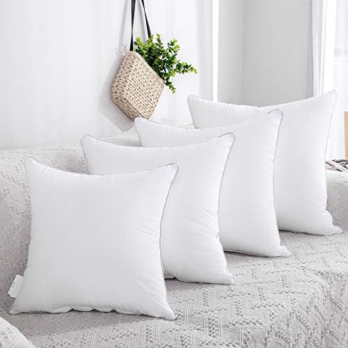 FAVRIQ 20 x 20 Pillow Inserts (Set of 2) - 20 Inch Square Interior Couch Throw Pillow with 100% Cotton Cover - Decorative Pillow Insert Pair - White Sofa Pillow