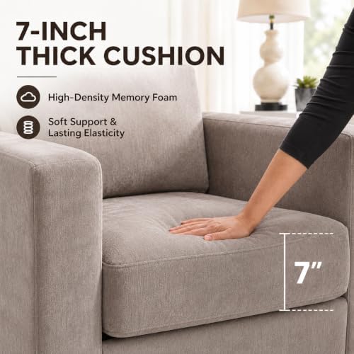 39" Oversized Accent Chair, Chenille Armchair, Brown