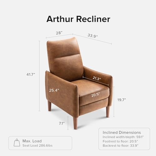 mopio Arthur Recliner, Reading Chair (Pecan Brown Faux Leather)