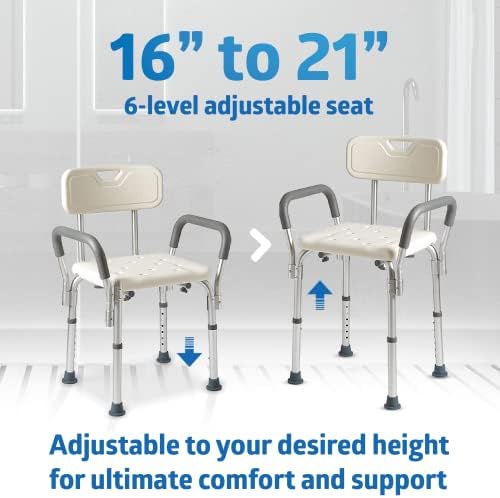 Medline Shower Chair Seat with Padded Armrests and Back | Heavy Duty Shower C...