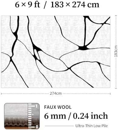 YIHOUSE 6x9 Washable Modern Abstract Black White Area Rug