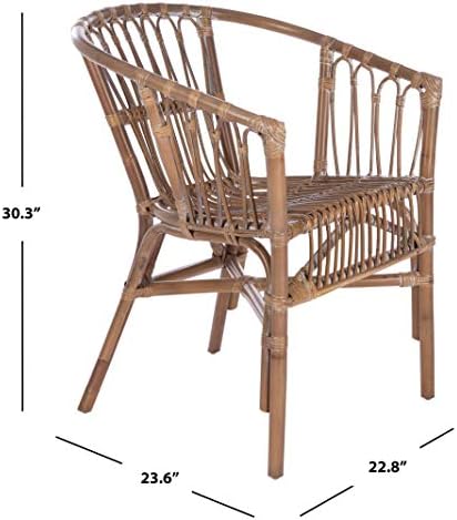 Safavieh Home Adriana Coastal Grey White Wash Rattan (Set of 2) Accent Chair ...