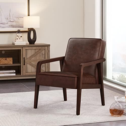 Yaheetech Accent Chair, Mid-Century Modern Vibe, Dark Brown