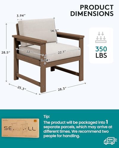 SERWALL 2 Pieces HDPE Cushioned Single Adirondack Armchair Sofa Set