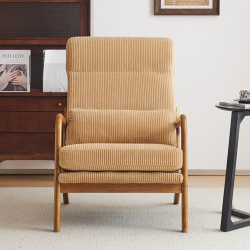 Karl home Accent Chair High Back Mid-Century Modern, Khaki