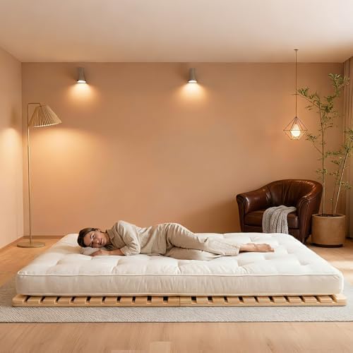 LILYPELLE Floor Bed Frame Twin, Foldable Tatami Bed Frame Futon Frame