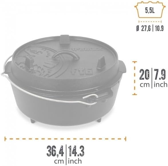 Petromax ft6 Feuertopf mit Füße Dutch Oven Set INKL. Deckelheber Schmortopf
