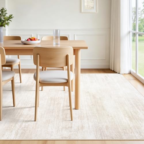 Tosuoka Washable Rug 8x10 Area Rugs for Living Room, Beige Cream Abstract