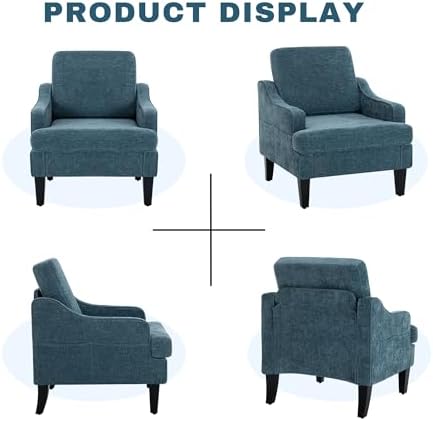 Set of 2 Accent Chair for Living Room,Mid-Century Arm Chair Chenille Fabric L...