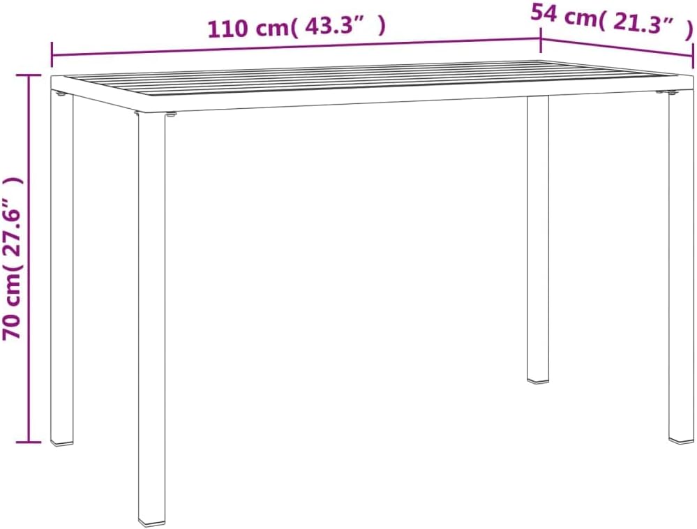 vidaXL Patio Dining Table Anthracite 43.3"x21.3"x27.6" Steel