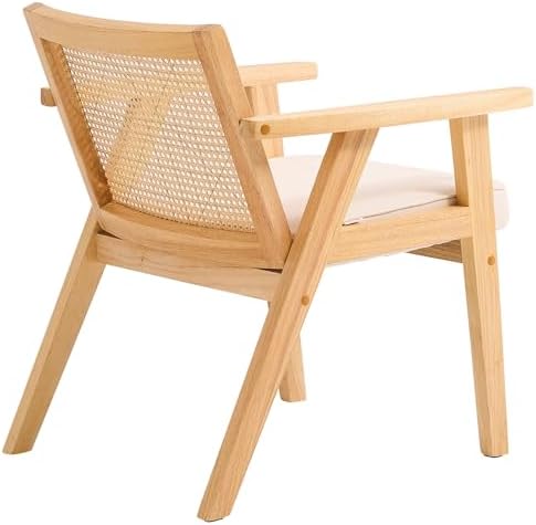 VEVOR Mid Century Modern Rattan Chair, Upholstered Velvet Accent Chair with R...