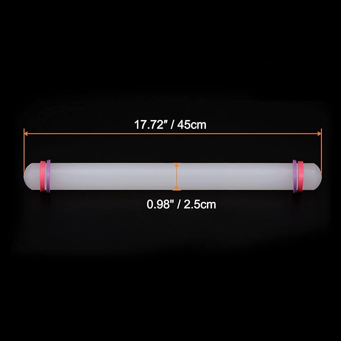 HARFINGTON Fondant Rolling Pin 18 Inch x 0.98 Inch Adjustable Guide Rings - Image 2