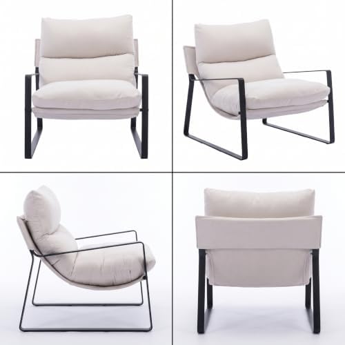 HEAH-YO Modern Accent Chair, Comfy Living Room Chair with Removable Cushion a...