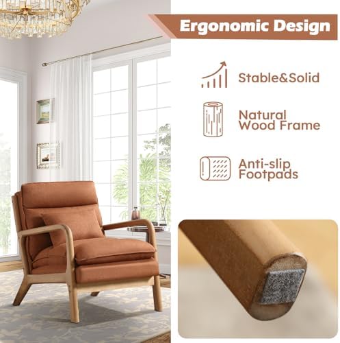 IOMOR Mid Century Modern Accent Chair, Upholstered Lounge Armchair with Plump...
