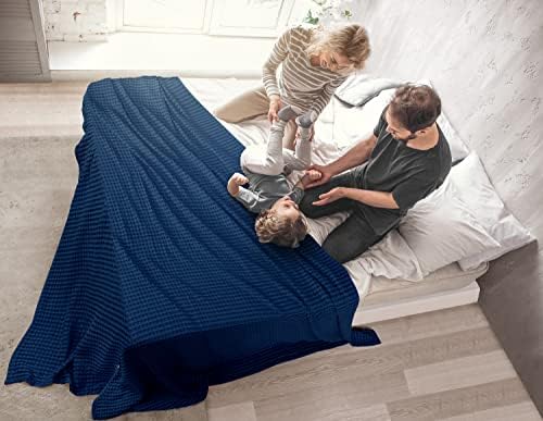 Utopia Bedding 100% Cotton Waffle Blanket King Size Navy, 90x108 Inch