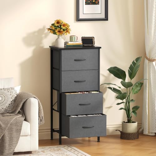 Sweetcrispy Dresser for Bedroom, 4 Drawer Storage Cabinet, Tall Nightstand