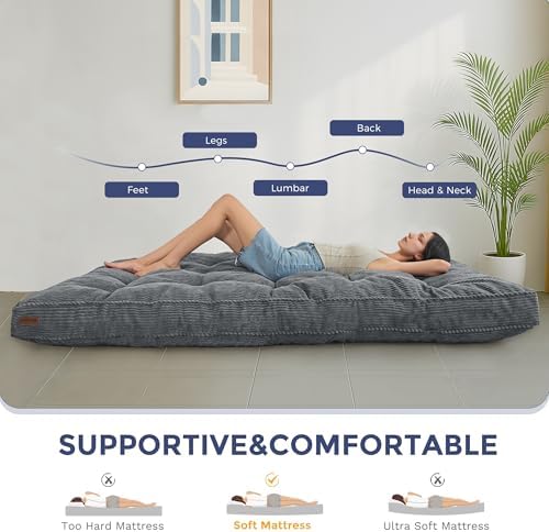 MAXYOYO 6" Futon Mattress Full Size, Tufted Futon Bed (Frame Not Included)