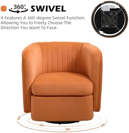 CANMOV Swivel Accent Chair, 360° Swivel Chair with Thick Padded Cushion, Swiv...