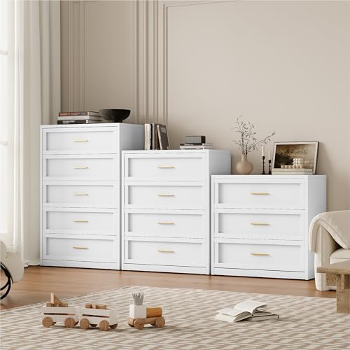 YAUWOH 5 Drawer Metal Dresser, Heavy Duty Steel Storage Dresser with Smooth G...