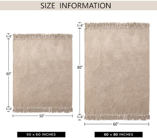 Chenille Throw Blanket for Couch 50" x 60", Taupe